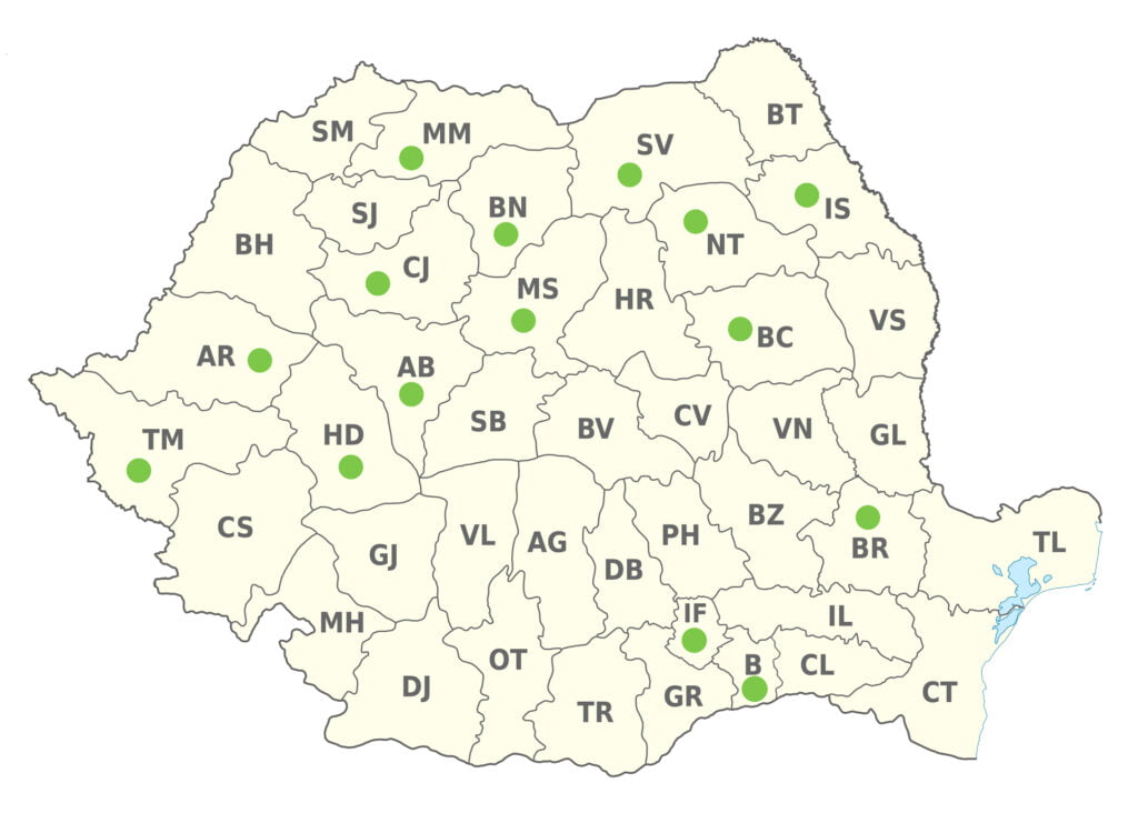 Harta rețelei de parteneri C&C Financial Services în România
